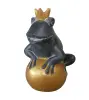 Product image 4 of the product “Frog Prince sitting on ball, approx. 30cm height, cast stone, hollow, handcrafted & coloured ”